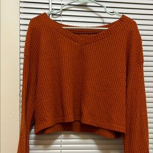Cropped Cozy Orange Knit Sweater